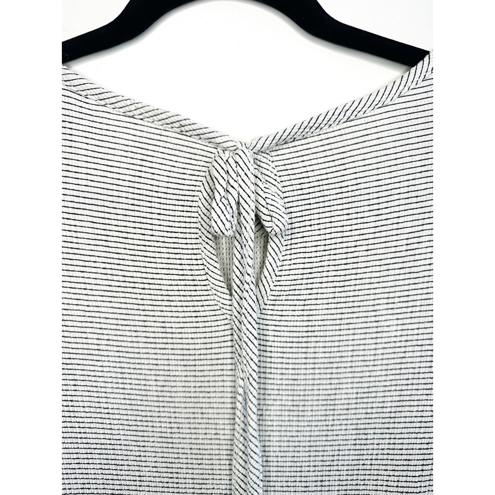 LC Lauren Conrad Striped Twist-Front Ruffle Sleeve Top XS Oversized Boho Career - Picture 9 of 16